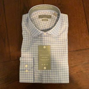 Perry Ellis Premium blue plaid Slim fit dress shirt